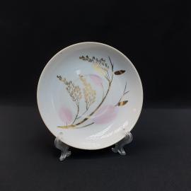 Винтажное блюдце Дулево, фарфор роспись позолота 14 см, СССР