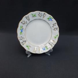 Винтажное пирожковая тарелка ЛФЗ, фарфор роспись позолота 15.5 см, СССР