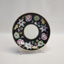 Винтажное блюдце Парад цветов Вербилки, фарфор роспись позолота 14 см, потертости, СССР