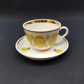 Винтажная чайная пара, Тернополь,фарфор деколь 200 мл, СССР