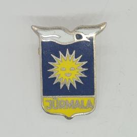 Значок СССР Юрмала с улыбающимся солнцем и надписью винтажный, советский.