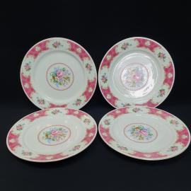 Винтажный набор постановочных тарелок 26 см 4 шт, фарфор, деколь, Китай