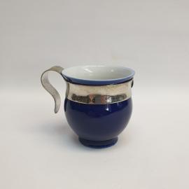 Винтажная фарфоровая чашка стакан с подстаканником Новгород, кобальт, 150 мл, СССР.