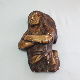 Винтажное настенное панно  Индеец 14х25, гипс, СССР