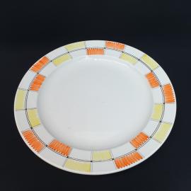 Винтажное блюдо круглое 34 см Зик Конаково, фаянс, ручная роспись, СССР