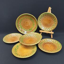 Винтажный набор из 7 предметов, блюдо 24 см и 6 тарелок, ЗиК Конакова, фаянс, СССР