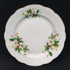 Винтажное блюдо Ягодки 30 см, фарфор Дулево, деколь, позолота, с хранения