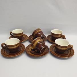 Винтажный набор чайный пар 6 шт, ЗИК Конакова, фаянс, 150 мл, СССР.