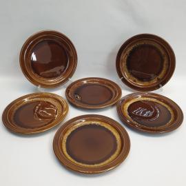 Винтажный набор пирожковых тарелок 6 шт Зик Конаково, фаянс, СССР