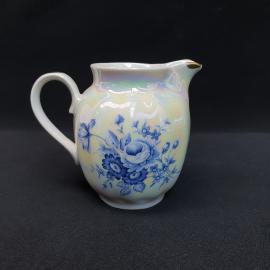 Винтажный сливочник молочник с хранения, Дулево, фарфор, деколь, перламутр, 300 мл, СССР