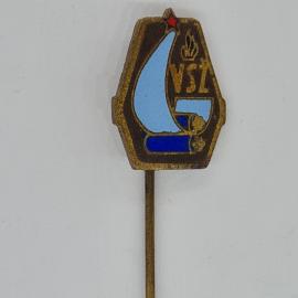 Значок СССР vsl, парусная яхта с флагом, красная звезда, огонь, эмаль, редкий советский и винтажный