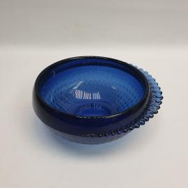 Винтажный салатник цветное стекло кобальт Ракушка 700 мл, СССР