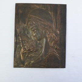 Винтажная чеканка Девушка, размеры 23х29 см. Следы чистки. Винтаж, СССР.