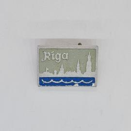 Значок СССР Riga, городской силуэт, ночной вид, море, эмаль, редкая коллекция, советский и винтажный