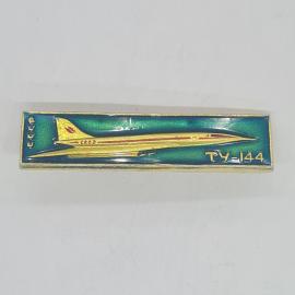 Значок СССР самолет ТУ-144, надпись на крыле, скоростной лайнер редкий, люкс советский и винтажный