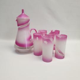 Винтажный набор кувшин и 6 стаканов, стекло 1.2 л и 0.3 л, дефекты, СССР