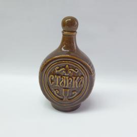 Винтажная бутылка штоф, обливная керамика 0.6 л, СССР