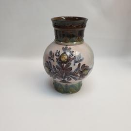 Винтажная ваза, обливная керамика роспись высота 22 см,  СССР