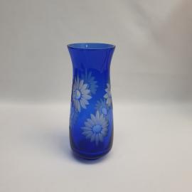 Винтажная ваза Ромашка, стекло кобальт высота 22 см, сколы, СССР