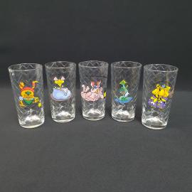 Винтажный набор из 5 стаканов, стекло деколь 270 мл