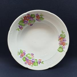 Винтажная суповая тарелка Конаково, фаянс деколь  24 см, СССР