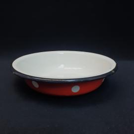 Винтажная эмалированная тарелка на 500 мл с деколью и крытьем, СССР.