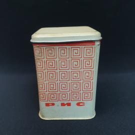 Винтажная жестяная банка для крупы 1300 мл, есть потертости, СССР.