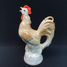 Винтажный штоф Петух 27 см, Полонский ФЗ 1973-1991 гг, фарфор, роспись, люстр, СССР.