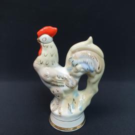 Винтажный штоф Петух 18 см, Городница, фарфор, роспись, позолота, СССР.