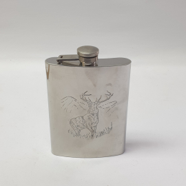 Винтажная фляга из нержавейки STARWINGS Олень, высота 15 см.