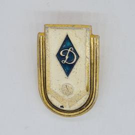 Значок СССР динамо, буква д на синем ромбе, золотистая эмаль, спортивный, советский и винтажный