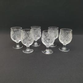 Винтажный набор из 6 рюмок Гусь-хрустальный, хрусталь 90 мл, высота 9 см, СССР