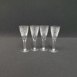 Винтажный набор из 4 рюмок, хрусталь 30 мл, высота 12 см, СССР