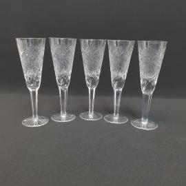 Винтажный набор из 5 бокалов, хрусталь 110 мл, высота 19 см, СССР