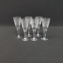 Винтажный набор из 6 рюмок, хрусталь 45 мл, высота 12 см, СССР