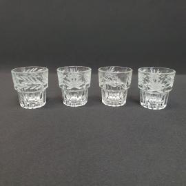 Винтажный набор из 4 стопок, стекло 55 мл, высота 6 см, СССР