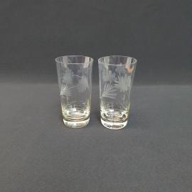 Винтажный набор из 2 стаканов, стекло резка 240 мл, высота 12 см, СССР