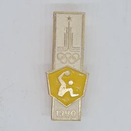 Значок СССР олимпиада москва 1980 баскетбол эмаль с символикой колец советский и винтажный