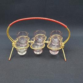 Винтажный набор из 6 стопок на подставке, цветное  100 мл