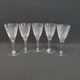 Винтажный набор из 5 бокалов Дятьково , хрусталь 190 мл высота 18 см, СССР