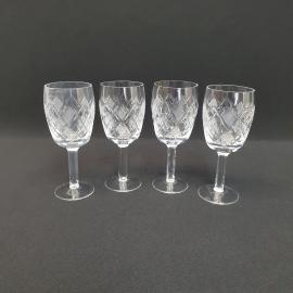 Винтажный набор из 4 рюмок, хрусталь 100 мл, высота 13 см, СССР