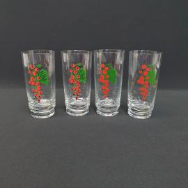 Винтажный набор из 4 стаканов, стекло деколь 350 мл, СССР