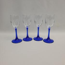 Винтажный набор из 4 рюмок, цветное стекло 60 мл, высота 135 мм