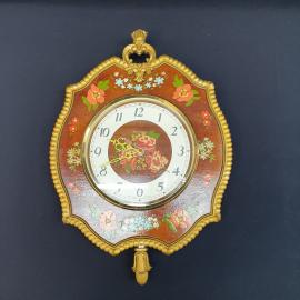 Часы кварцевые "Янтарь", рабочие, дерево, ручная роспись, СССР