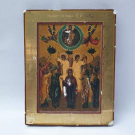 Винтажная икона Вознесение Господне на дереве 20х25 см.