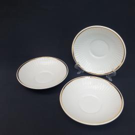 Винтажный набор тарелок 3 шт, ЗИК Конакова, фаянс, позолота, СССР.