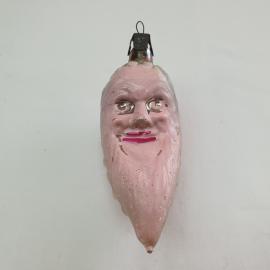 Винтажная елочная игрушка Шишка Месяц 10х3 см, стекло, роспись, СССР.