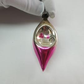 Винтажная елочная игрушка Сосулька прожектор 9х4 см, стекло, роспись, СССР.