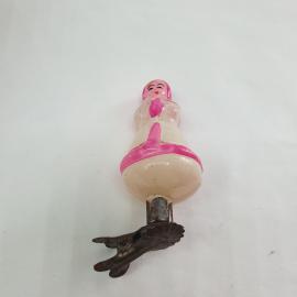 Винтажная елочная игрушка "Настенька - Морозко 6 см, небольшой скол трубки. СССР.