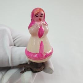 Винтажная елочная игрушка "Настенька - Морозко 6 см, небольшой скол трубки. СССР.